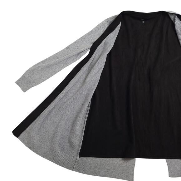 Fate Women’s Open Front Cardigan Sz Large Gray Black Wool Blend Sweater EUC - Picture 3 of 11